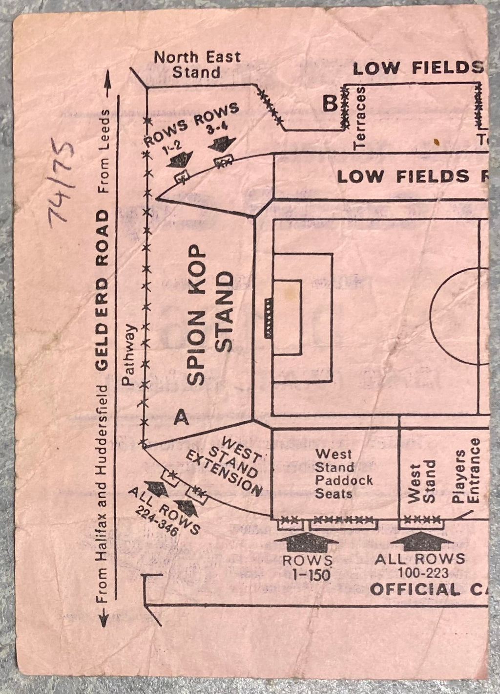 1974/75 ORIGINAL FA CUP 3RD ROUND TICKET LEEDS UNITED V CARDIFF CITY