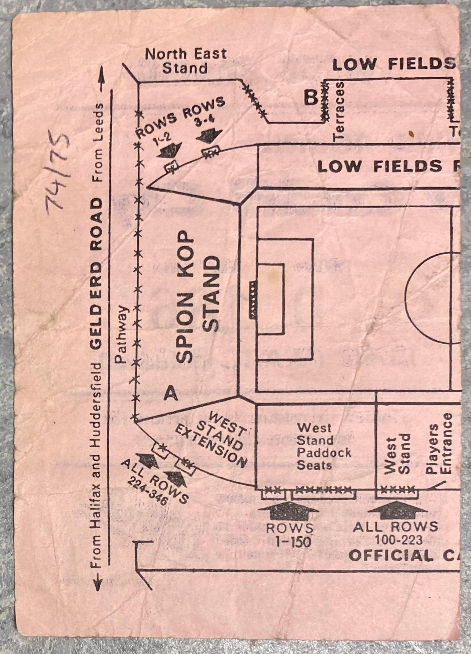 1974/75 ORIGINAL FA CUP 3RD ROUND TICKET LEEDS UNITED V CARDIFF CITY
