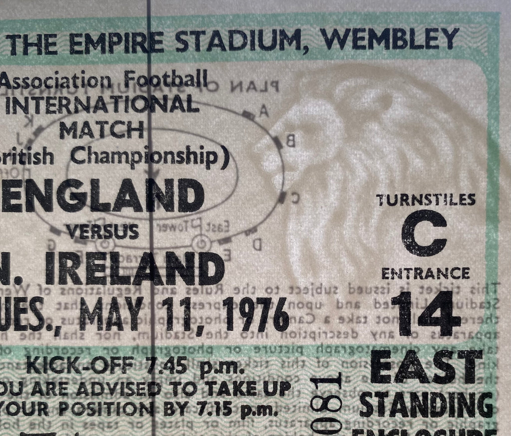 1976 ORIGINAL BRITISH HOME INTERNATIONAL CHAMPIONSHIPS TICKET ENGLAND V NORTHERN IRELAND