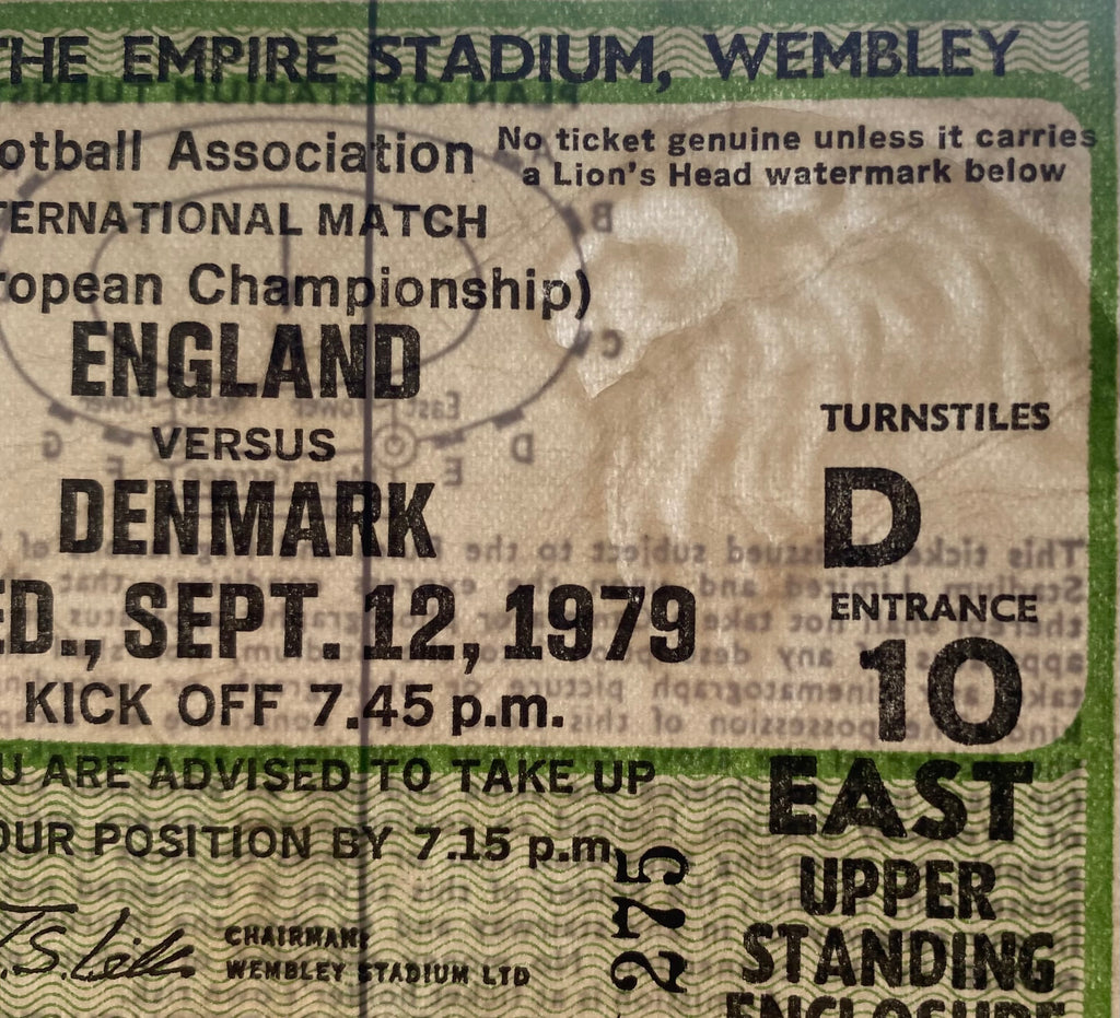 1979 ORIGINAL EUROPEAN CHAMPIONSHIPS QUALIFYING TICKET ENGLAND V DENMARK