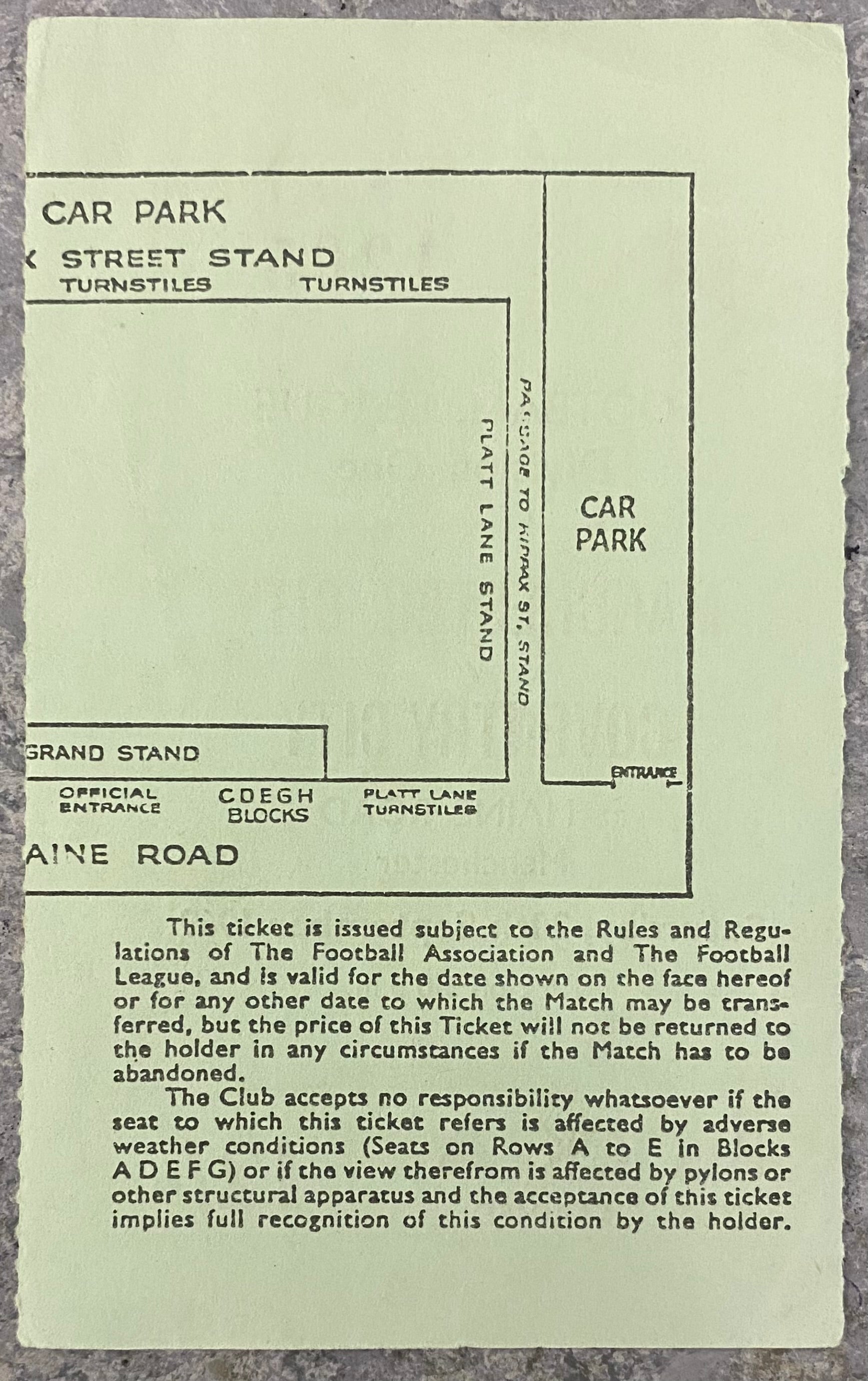 1969/70 ORIGINAL DIVISION 1 TICKET MANCHESTER CITY V COVENTRY CITY