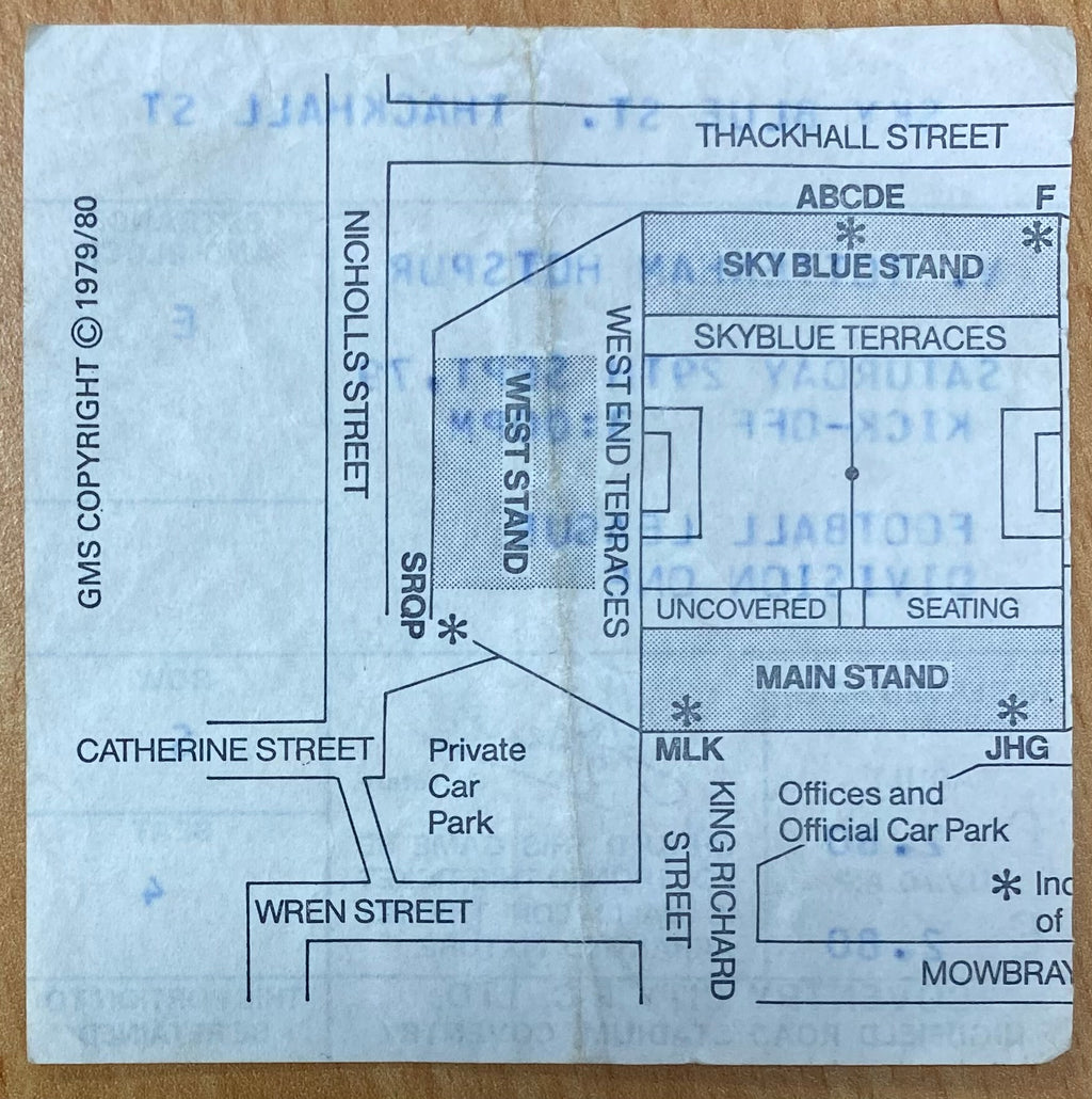 1979/80 ORIGINAL DIVISION ONE TICKET COVENTRY CITY V TOTTENHAM HOTSPUR