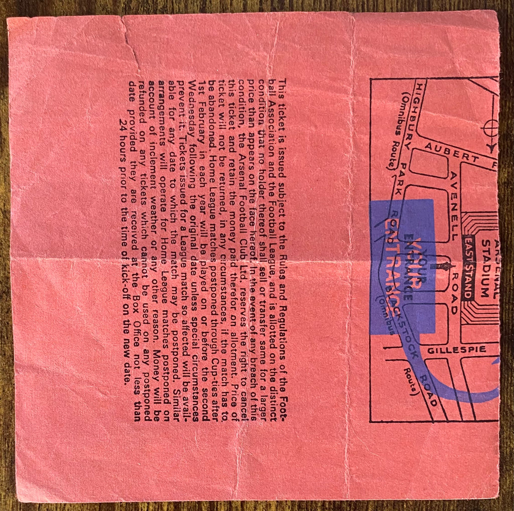 1977/78 ORIGINAL LEAGUE CUP 3RD ROUND TICKET ARSENAL V SOUTHAMPTON