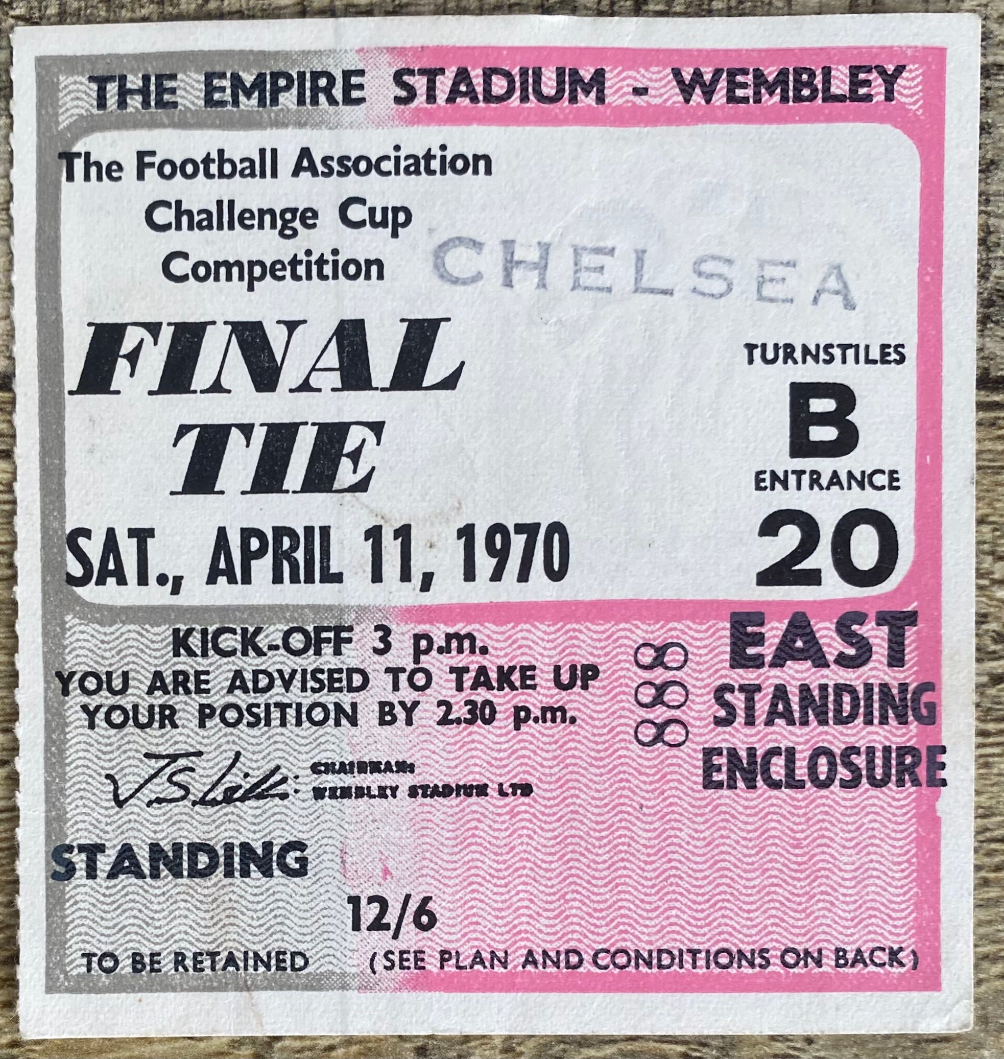 1970 ORIGINAL FA CUP FINAL TICKET CHELSEA V LEEDS UNITED