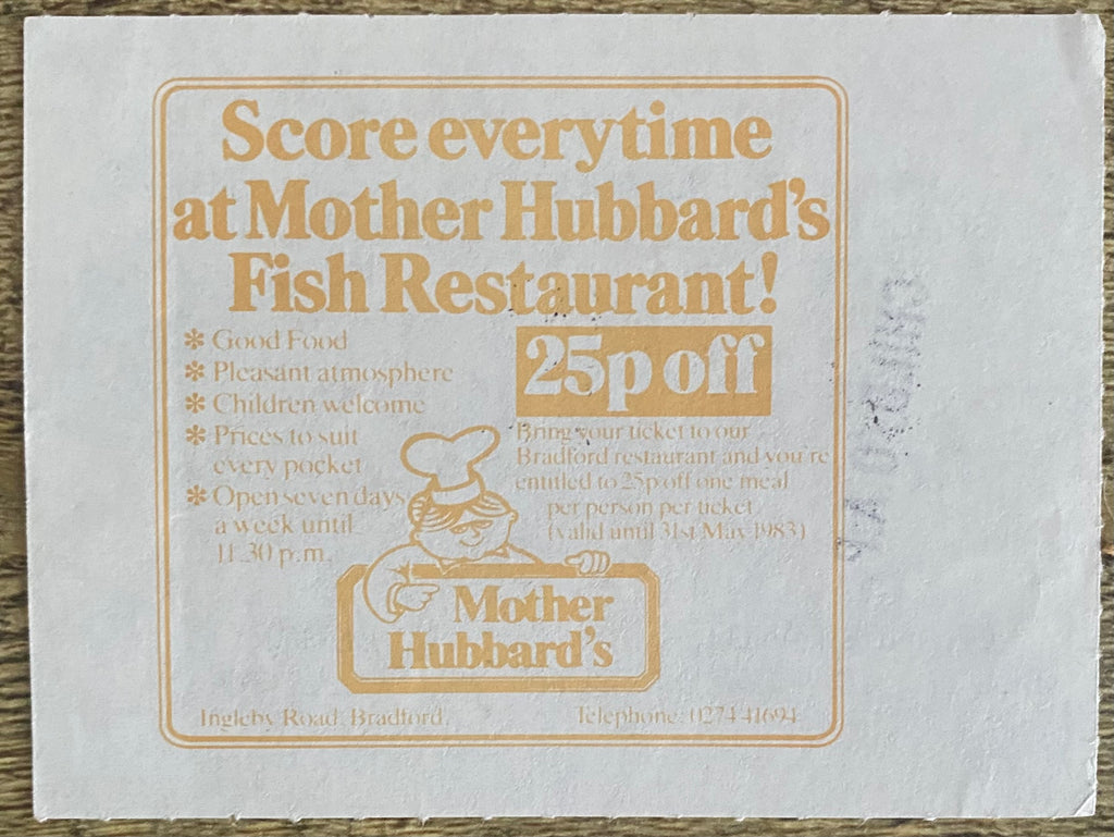 1982/83 ORIGINAL DIVISION 3 TICKET BRADFORD CITY V PLYMOUTH ARGYLE