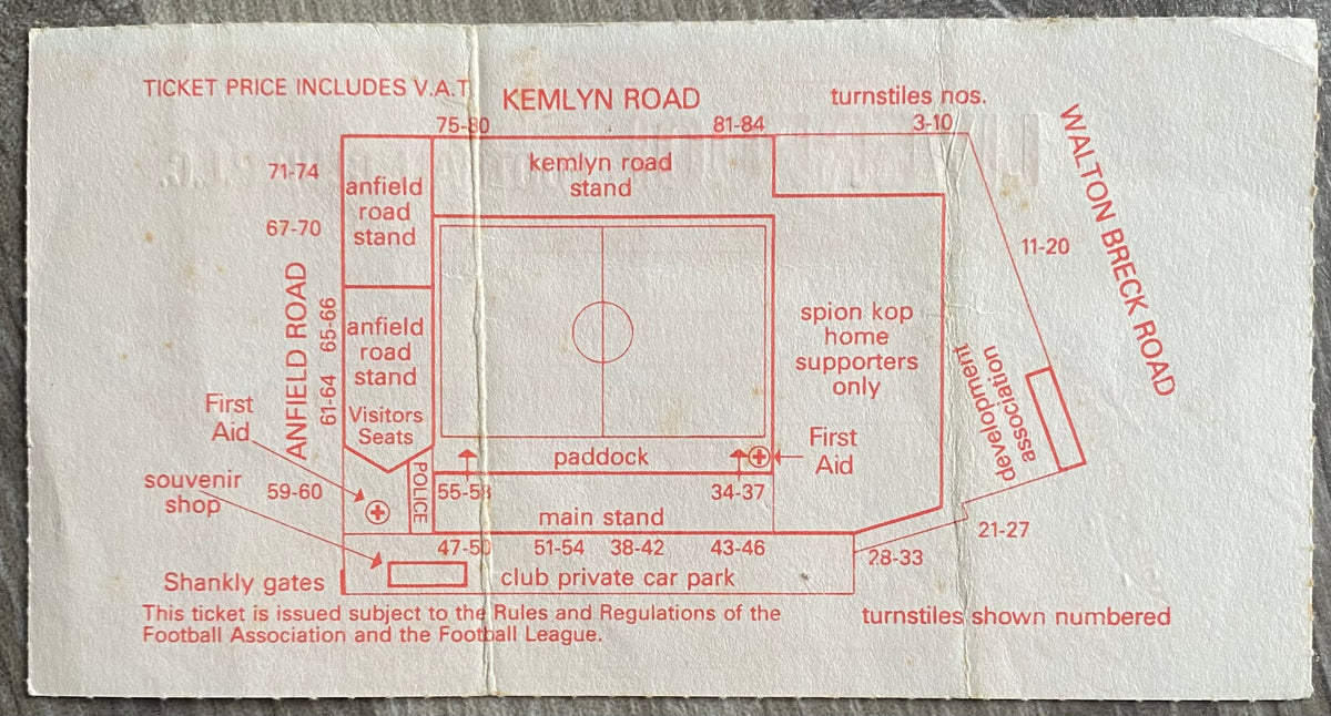 1990/91 ORIGINAL DIVISION 1 TICKET LIVERPOOL V QUEENS PARK RANGERS