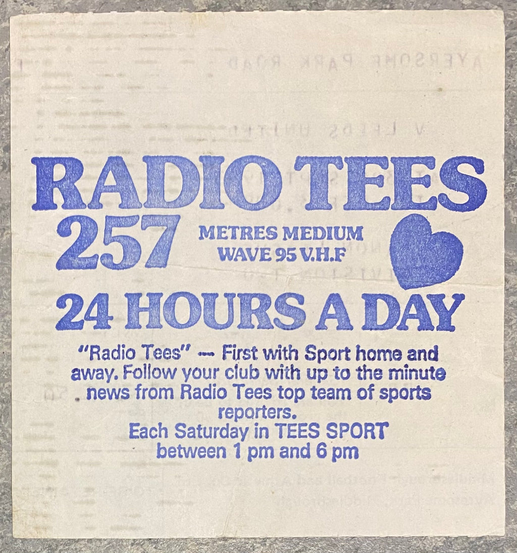 1983/84 ORIGINAL DIVISION TWO TICKET MIDDLESBROUGH V LEEDS UNITED