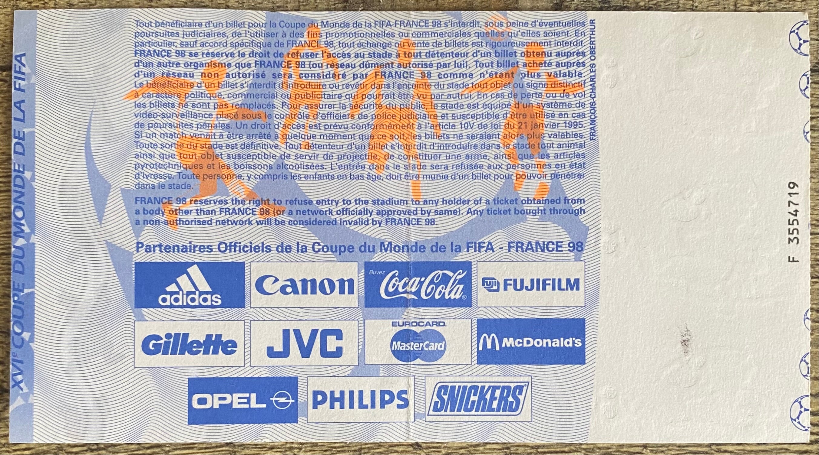 1998 ORIGINAL WORLD CUP 1ST ROUND TICKET ENGLAND V TUNISIA @ MARSIELLE (VIP TICKET PACK)