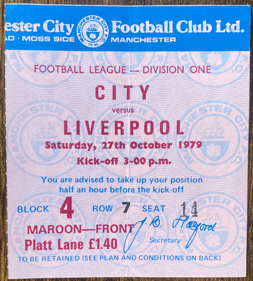 1979/80 ORIGINAL DIVISION 1 TICKET MANCHESTER CITY V LIVERPOOL