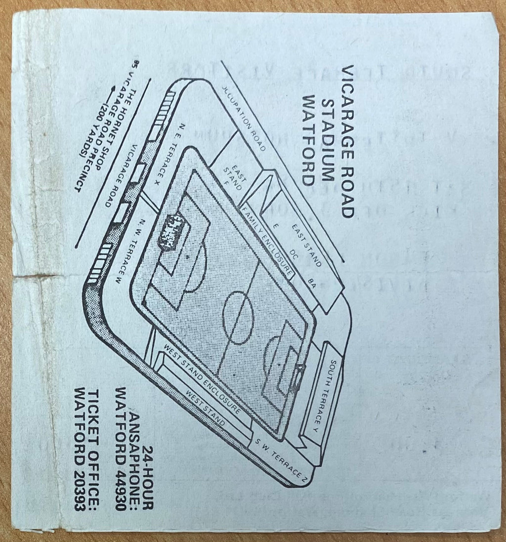 1984/85 ORIGINAL DIVISION ONE TICKET WATFORD V TOTTENHAM HOTSPUR