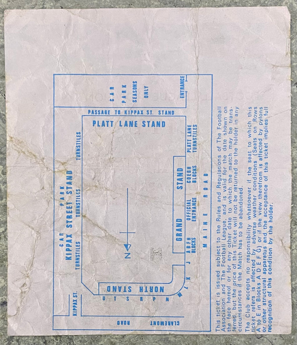 1981/82 ORIGINAL DIVISION 1 TICKET MANCHESTER CITY V WEST HAM UNITED