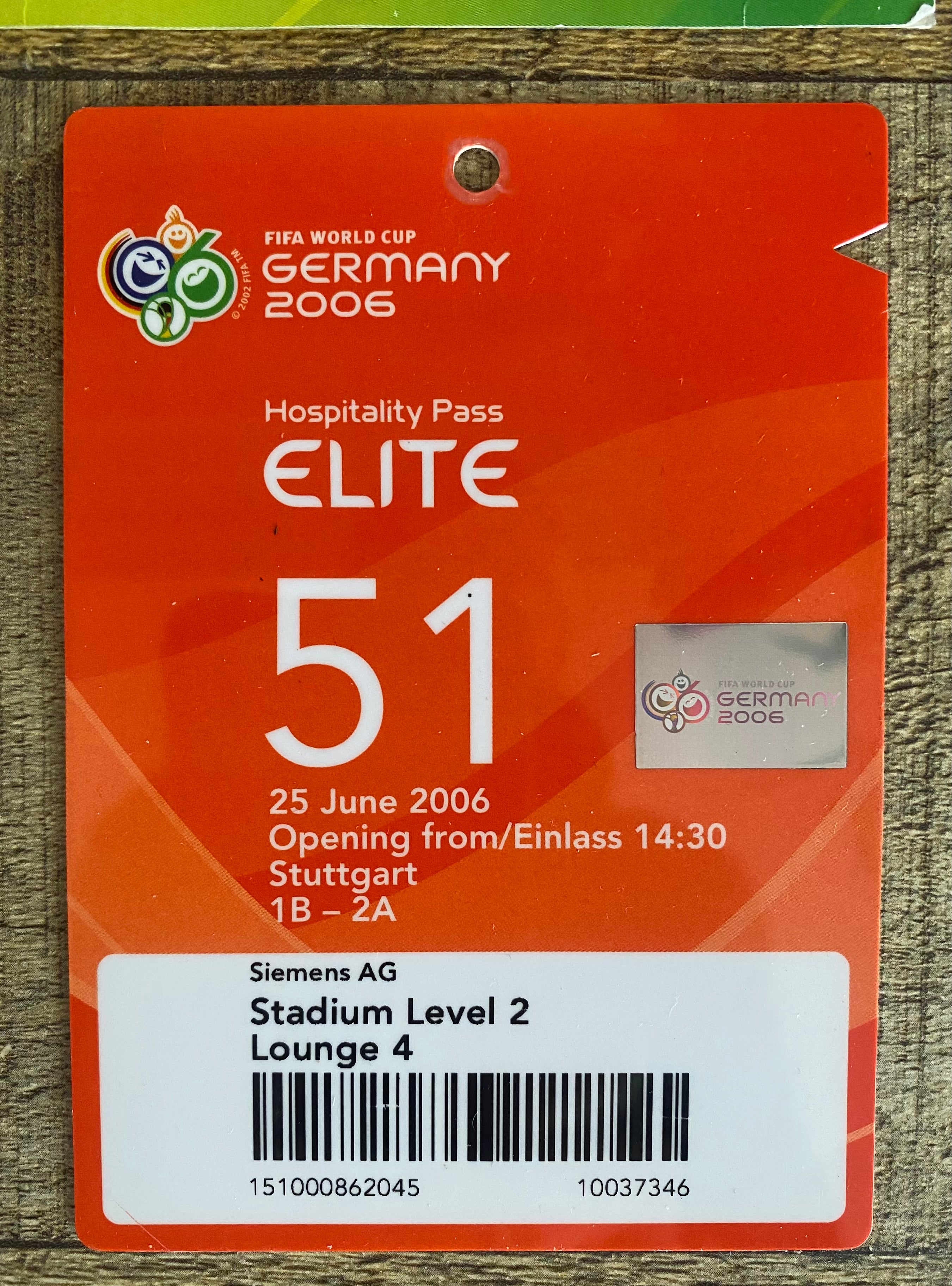 2006 ORIGINAL WORLD CUP 2ND ROUND TICKET ENGLAND V ECUADOR @ STUTTGART (VIP TICKET PACK)