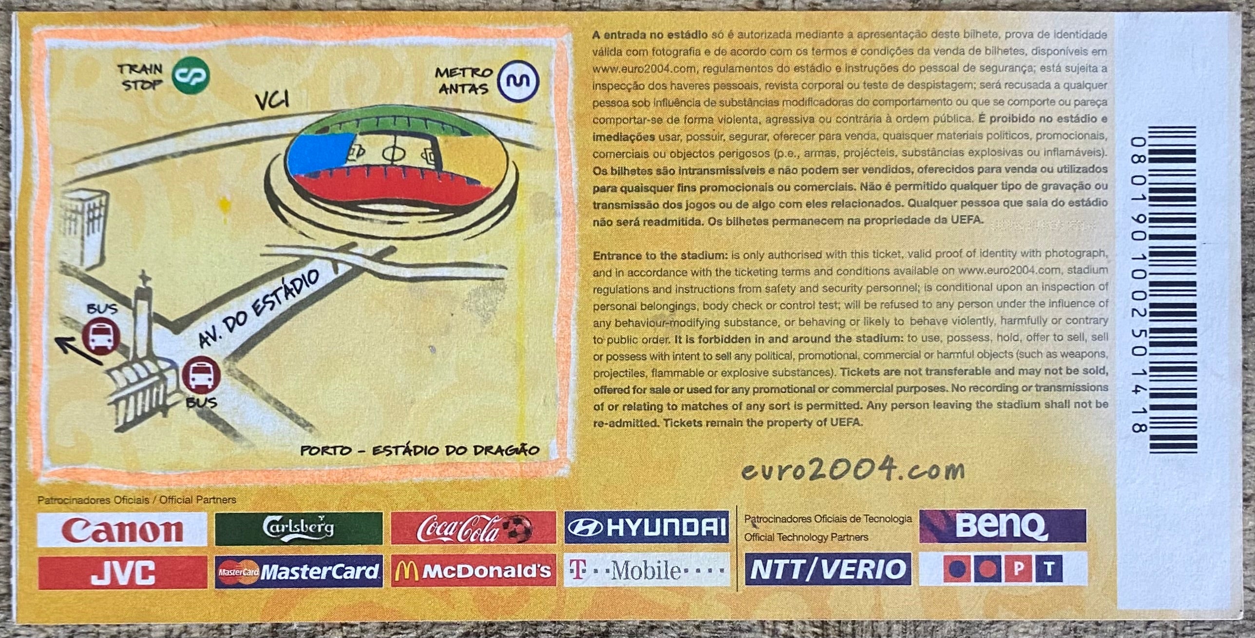 2004 ORIGINAL EUROPEAN CHAMPIONSHIPS TICKET NETHERLANDS V GERMANY @ PORTO