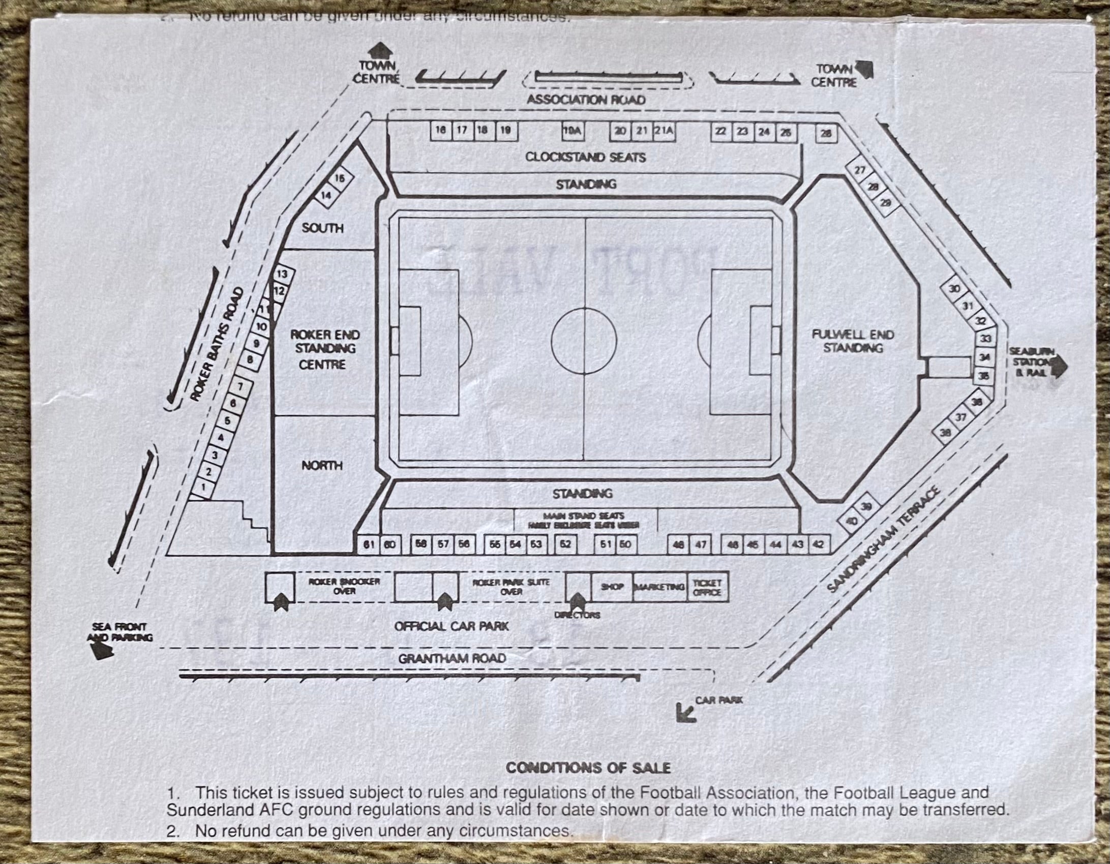 1994/95 ORIGINAL DIVISION ONE TICKET SUNDERLAND v PORT VALE