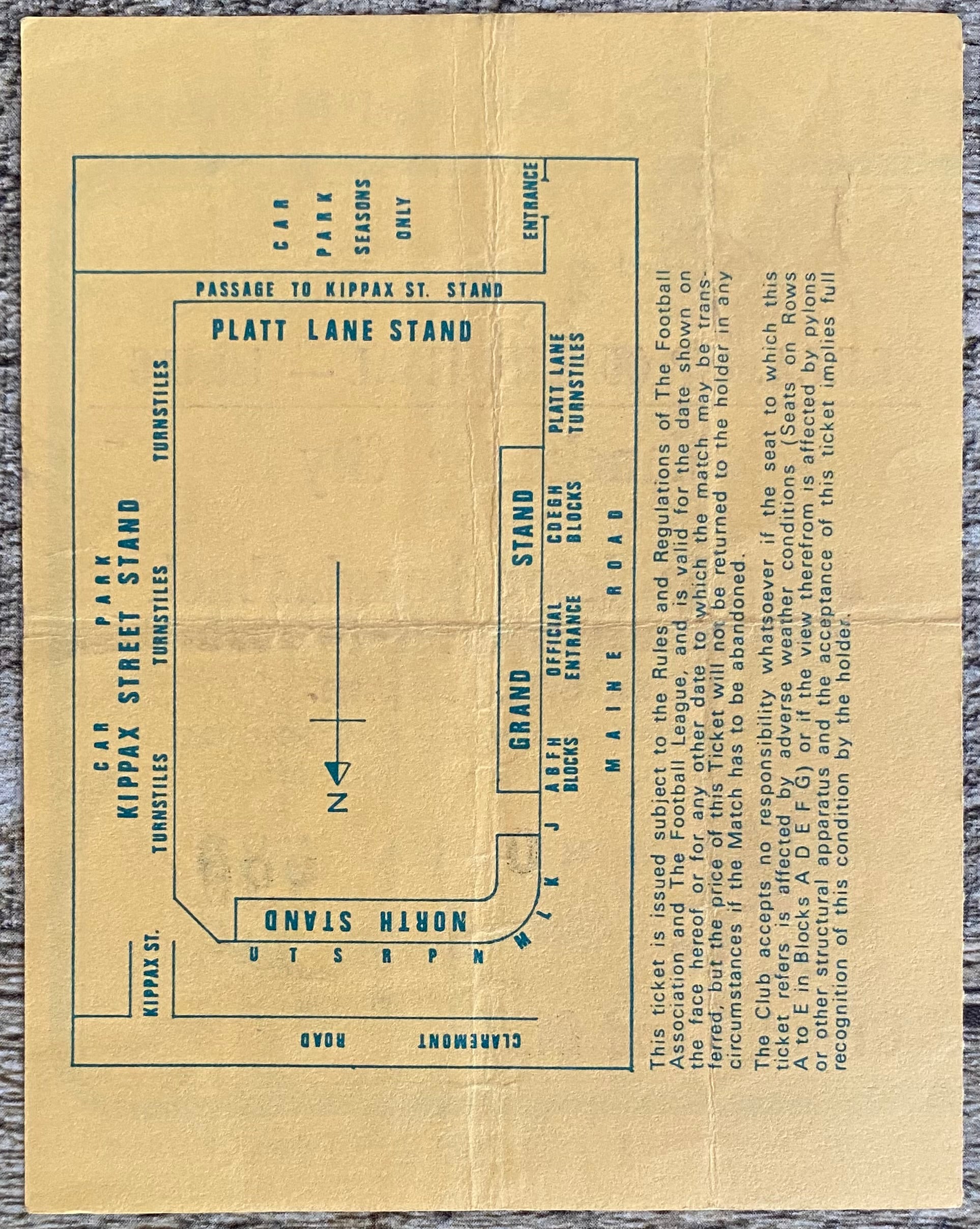 1978/79 ORIGINAL UEFA CUP QUARTER FINAL 1ST LEG TICKET MANCHESTER CITY V BORUSSIA MOENCHENGLADBACH