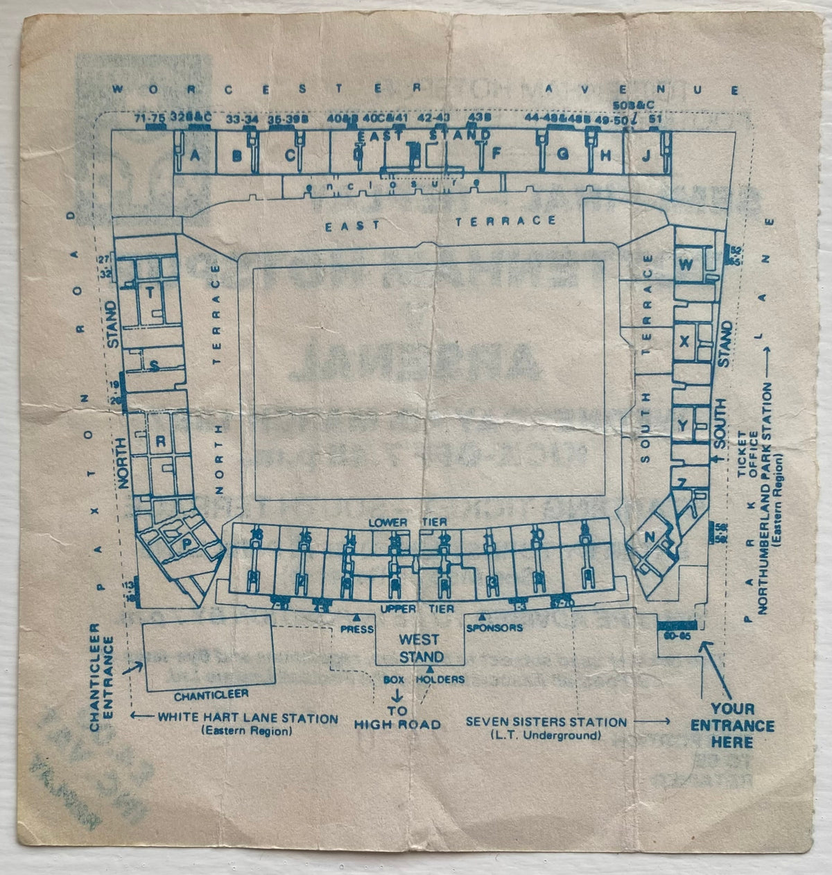 1986/87 ORIGINAL LITTLEWOODS CUP SEMI FINAL REPLAY TICKET TOTTENHAM HOTSPUR V ARSENAL