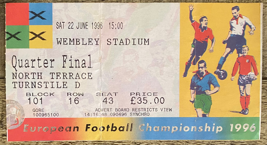 1996 ORIGINAL EUROPEAN CHAMPIONSHIPS EURO 96 QUARTER FINAL TICKET ENGLAND V SPAIN @ WEMBLEY
