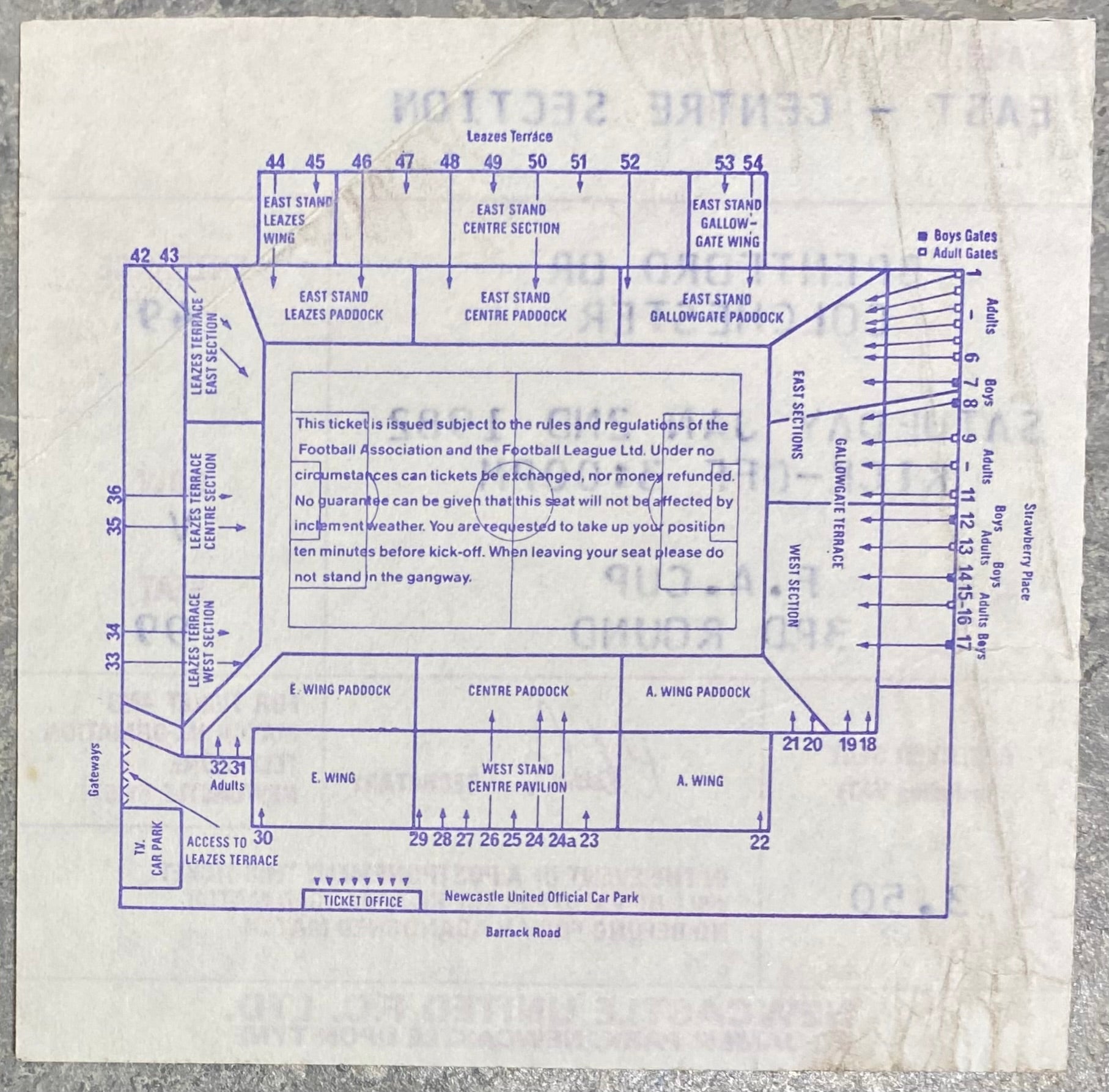 1981/82 ORIGINAL FA CUP 5TH ROUND TICKET NEWCASTLE UNITED V COLCHESTER UNITED