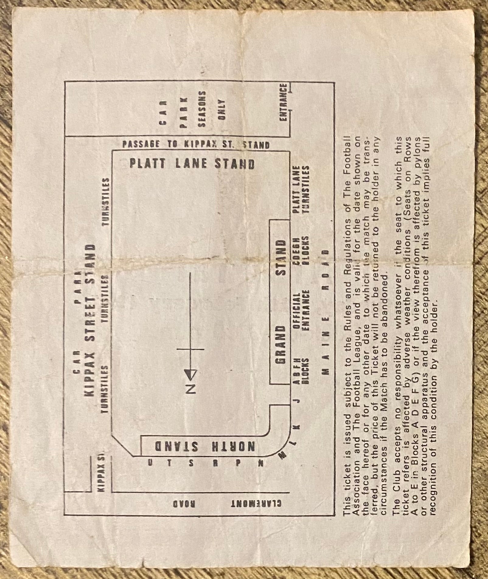 1976/77 ORIGINAL DIVISION 1 TICKET MANCHESTER CITY V ARSENAL