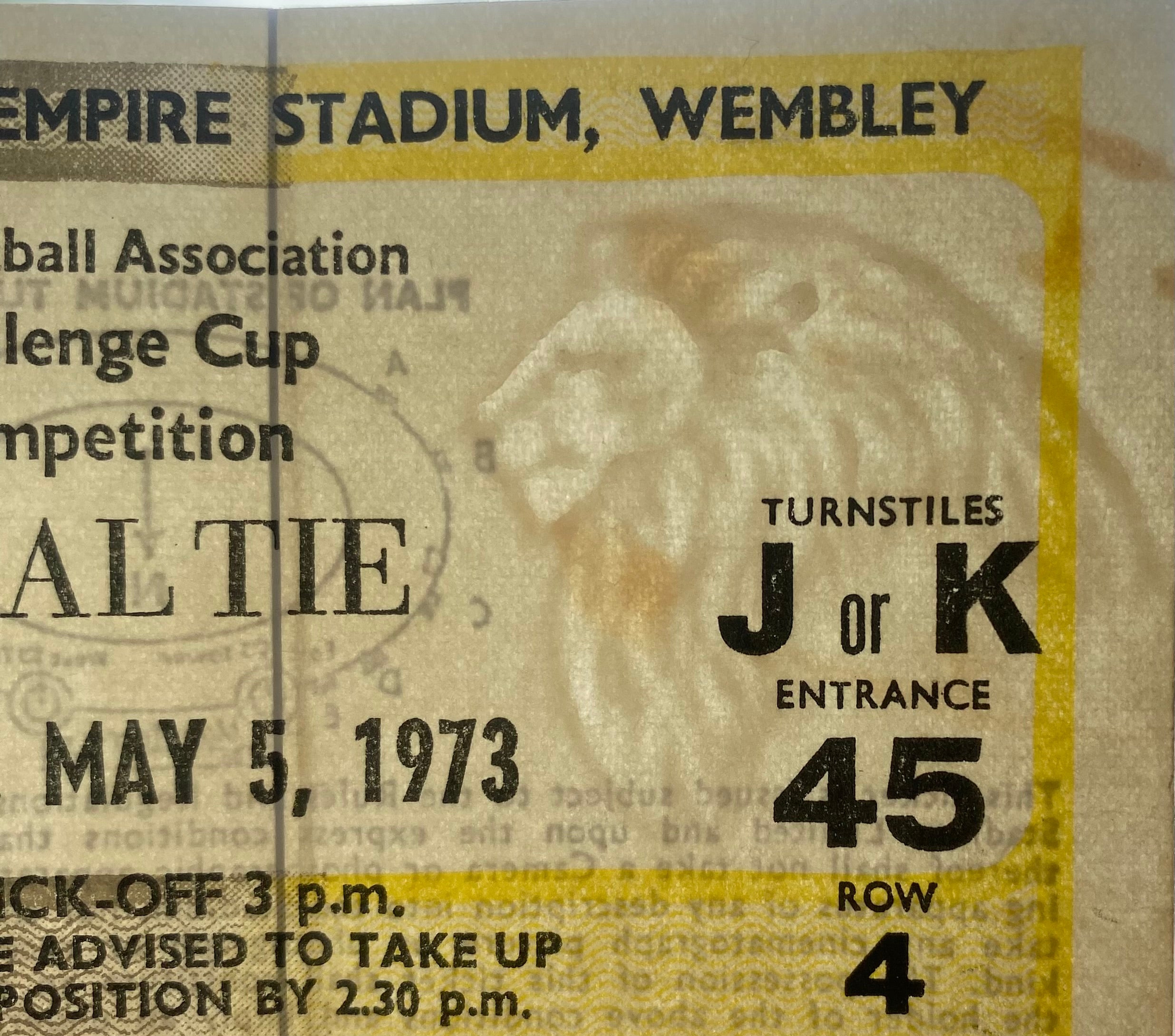 1973 ORIGINAL FA CUP FINAL TICKET SUNDERLAND V LEEDS UNITED