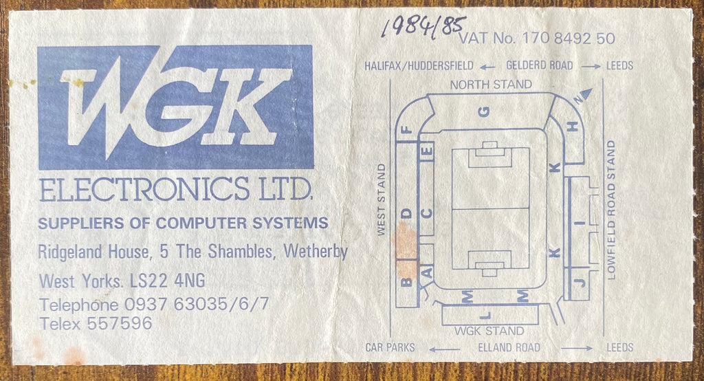 1984/85 ORIGINAL DIVISION TWO TICKET LEEDS UNITED V CARLISLE UNITED