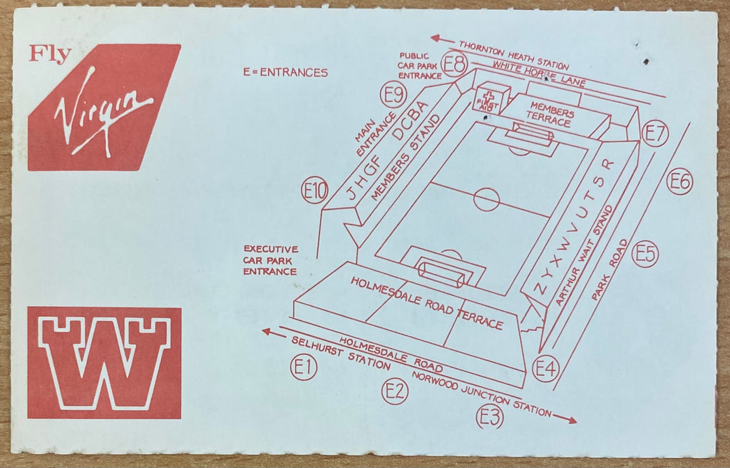 1990/91 ORIGINAL FA CUP 3RD ROUND TICKET CRYSTAL PALACE V NOTTINGHAM FOREST