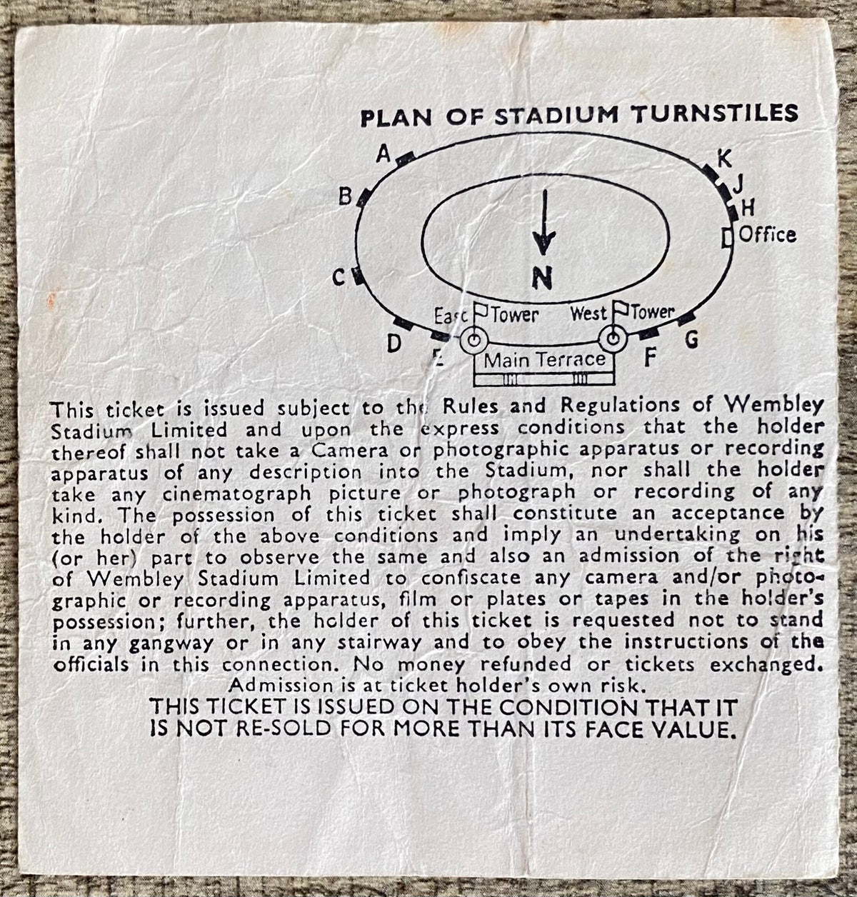 1977 ORIGINAL CHARITY SHIELD TICKET LIVERPOOL V MANCHESTER UNITED