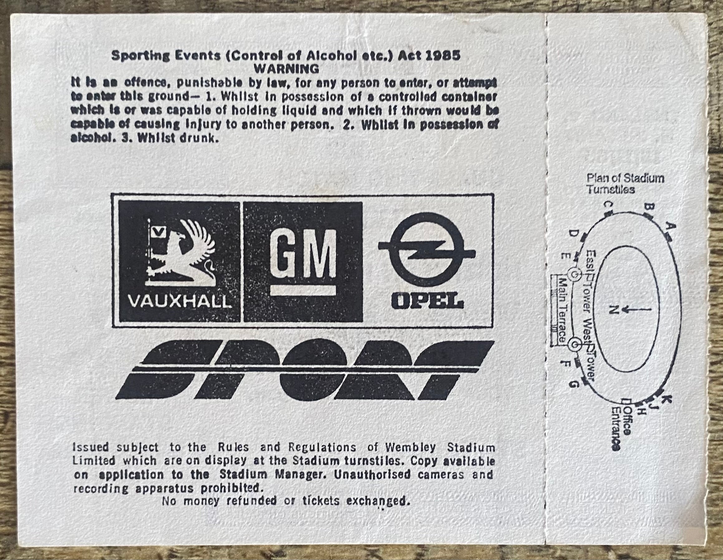1985 ORIGINAL WORLD CUP QUALIFYING UNUSED TICKET ENGLAND V NORTHERN IRELAND