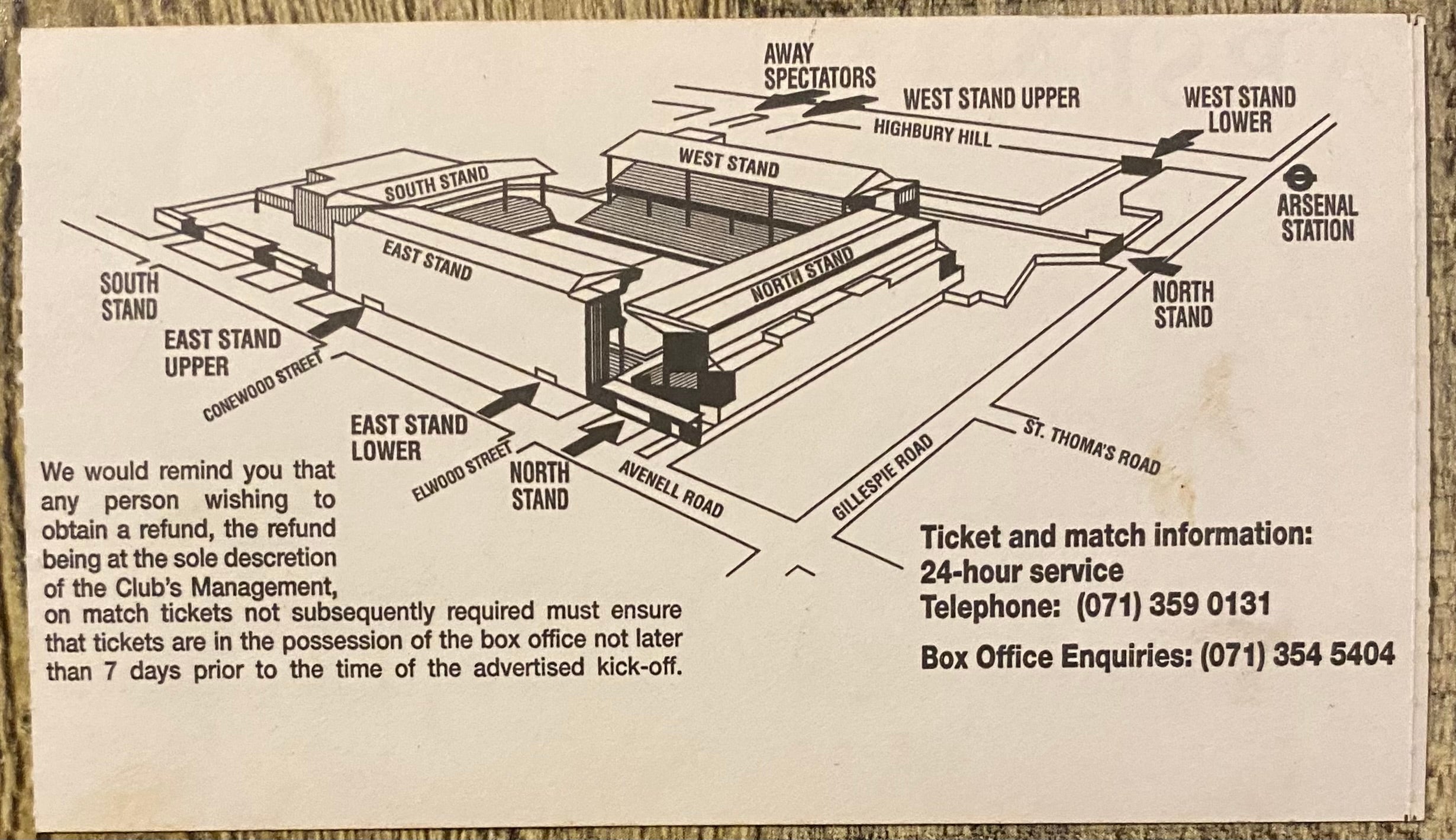1994/95 ORIGINAL EUROPEAN CUP WINNERS CUP SEMI FINAL 1ST LEG TICKET ARSENAL V SAMPDORIA