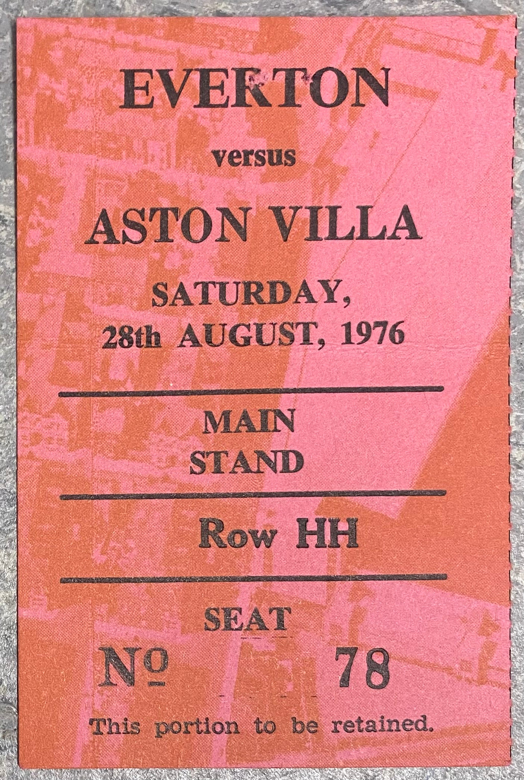 1976/77 ORIGINAL DIVISION ONE TICKET EVERTON V ASTON VILLA