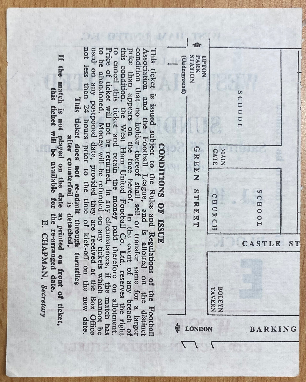 1976/77 ORIGINAL DIVISION ONE TICKET WEST HAM UNITED V SUNDERLAND