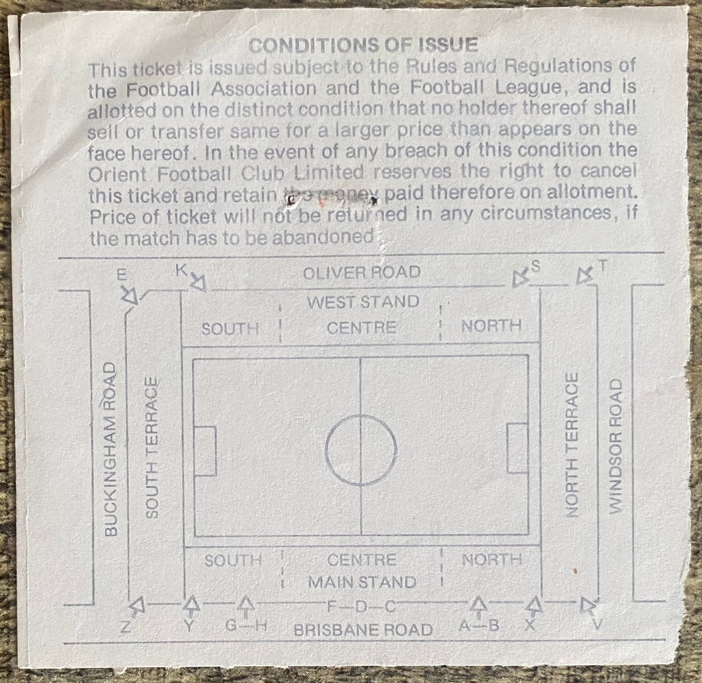 1978/79 ORIGINAL DIVISION 2 TICKET ORIENT V CRYSTAL PALACE