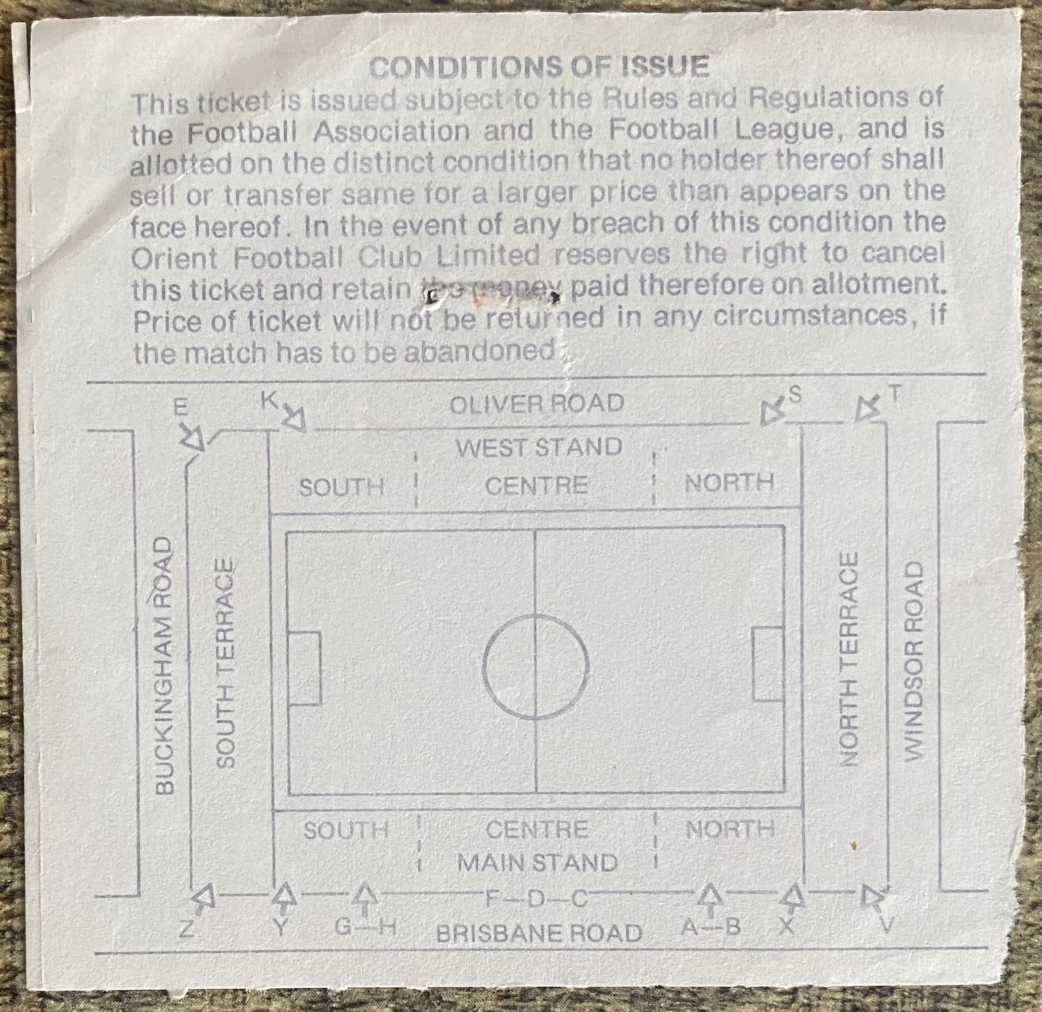 1978/79 ORIGINAL DIVISION 2 TICKET ORIENT V CRYSTAL PALACE