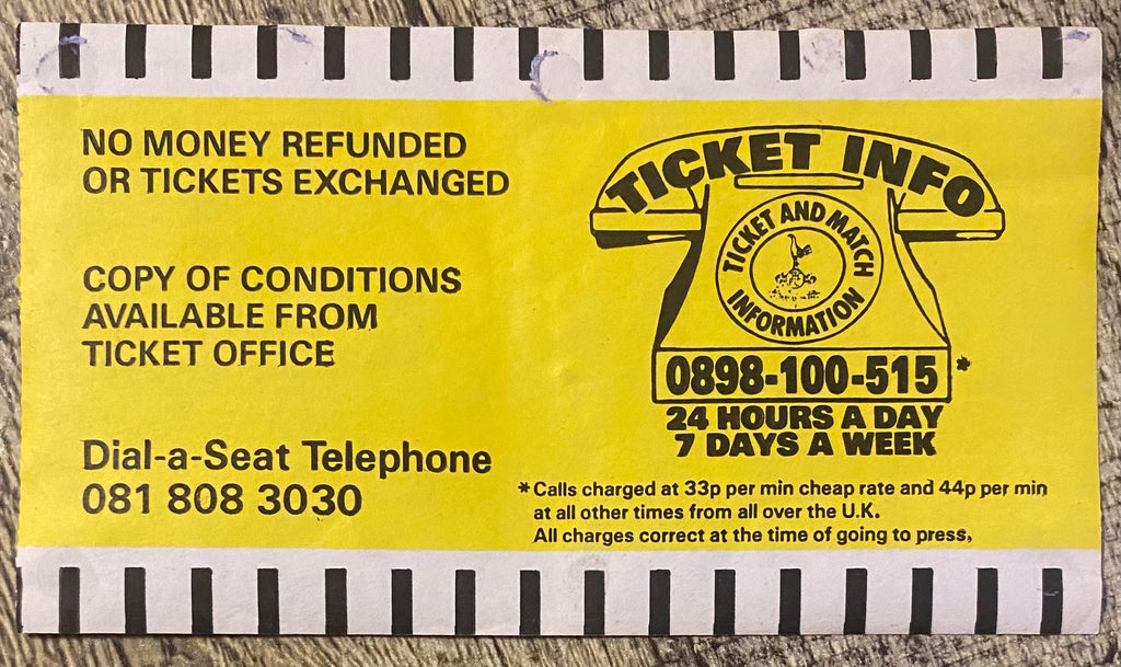 1991/92 ORIGINAL EUROPEAN CUP WINNERS CUP TICKET 3RD ROUND 1ST LEG TOTTENHAM HOTSPUR V FEYENOORD
