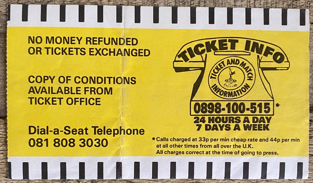 1991/92 ORIGINAL EUROPEAN CUP WINNERS CUP TICKET 3RD ROUND 1ST LEG TOTTENHAM HOTSPUR V FEYENOORD