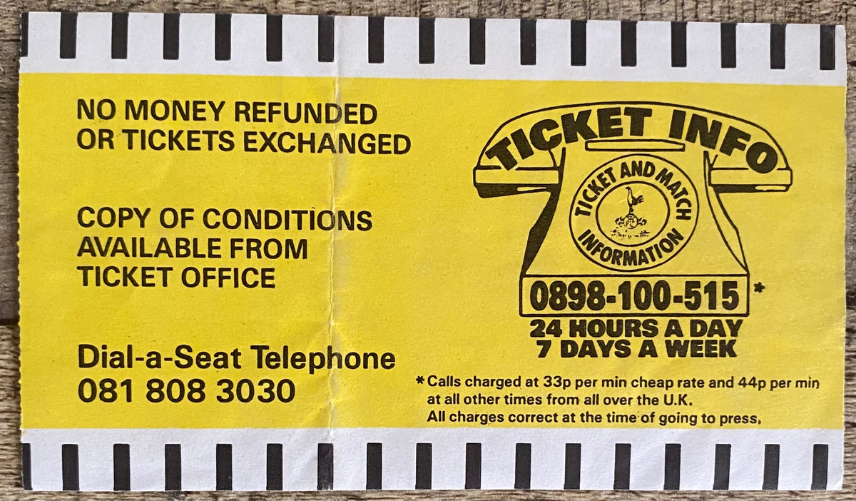 1991/92 ORIGINAL EUROPEAN CUP WINNERS CUP TICKET 3RD ROUND 1ST LEG TOTTENHAM HOTSPUR V FEYENOORD