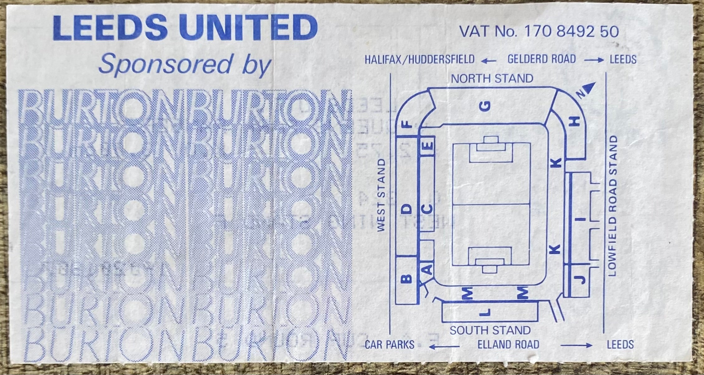 1986/87 ORIGINAL FA CUP 5TH ROUND TICKET LEEDS UNITED V QUEENS PARK RANGERS