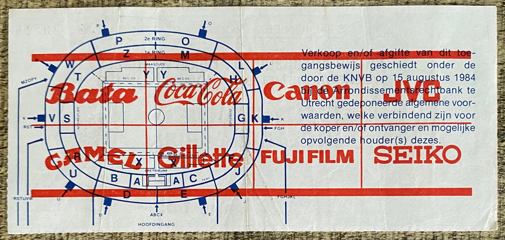 1985 ORIGINAL EUROPEAN CUP WINNERS CUP FINAL TICKET EVERTON V RAPID VIENNA @ ROTTERDAM