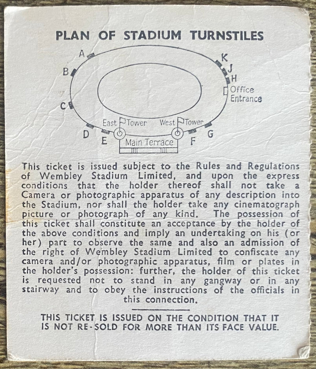 1965 ORIGINAL EUROPEAN CUP WINNERS CUP FINAL TICKET WEST HAM UNITED V TSV MUNICH 1860