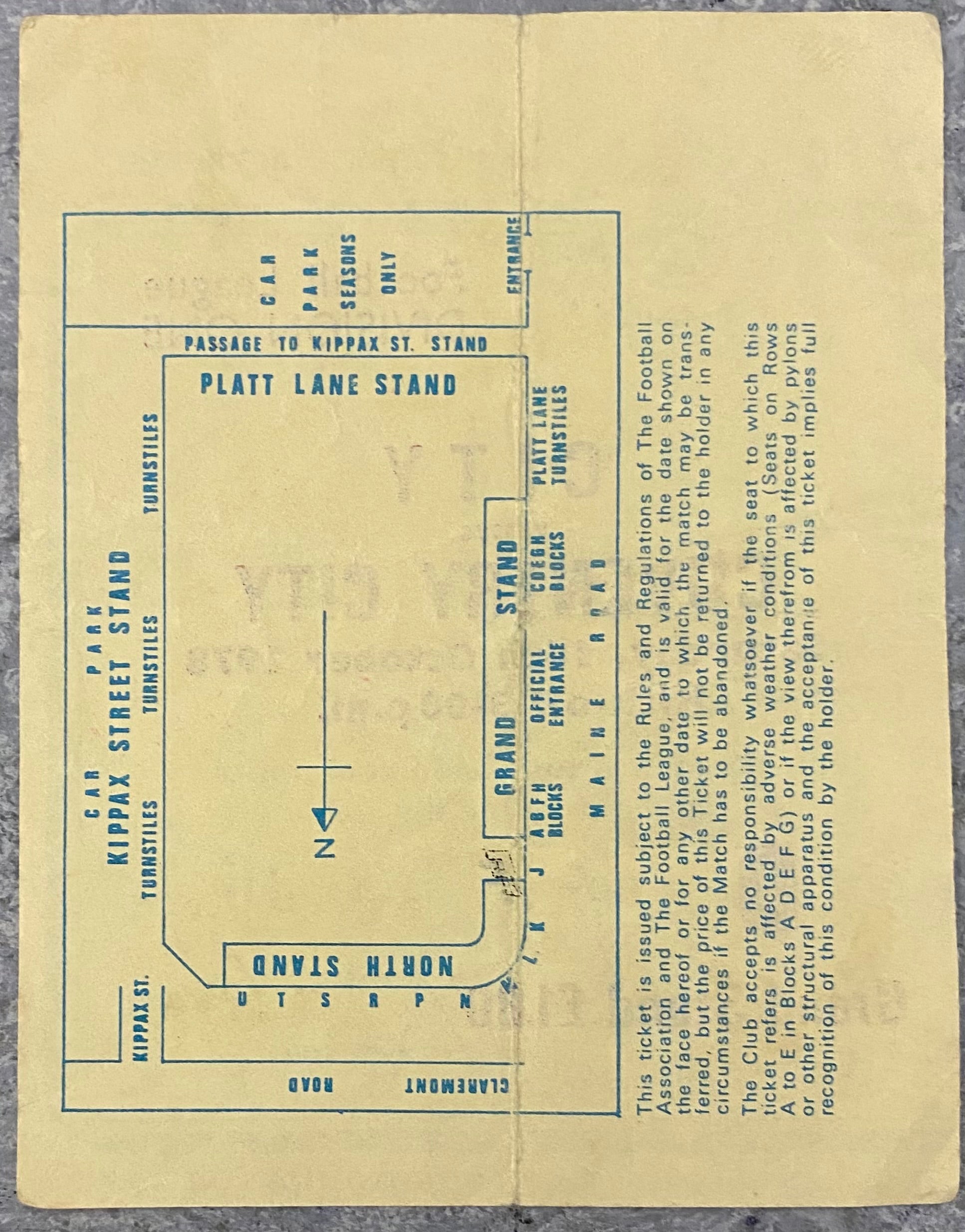 1978/79 ORIGINAL DIVISION 1 TICKET MANCHESTER CITY V COVENTRY CITY