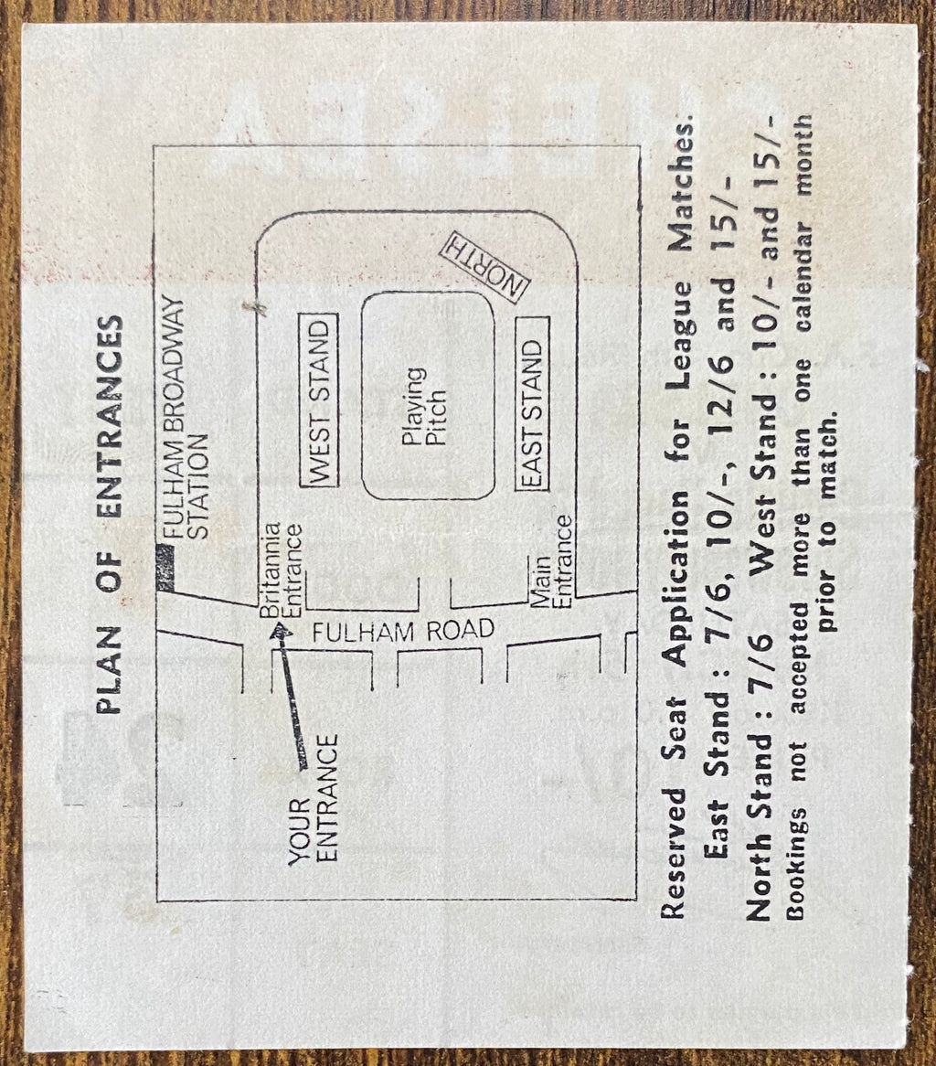 1965/66 ORIGINAL FA CUP 5TH ROUND TICKET CHELSEA V SHREWSBURY TOWN
