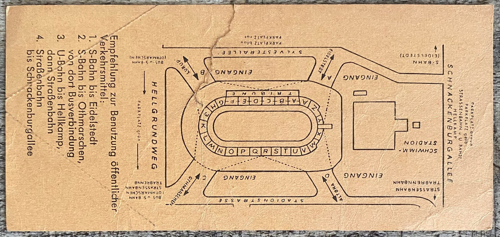 1960/61 ORIGINAL EUROPEAN CUP QUARTER FINAL 2ND LEG TICKET HAMBURG SV V BURNLEY