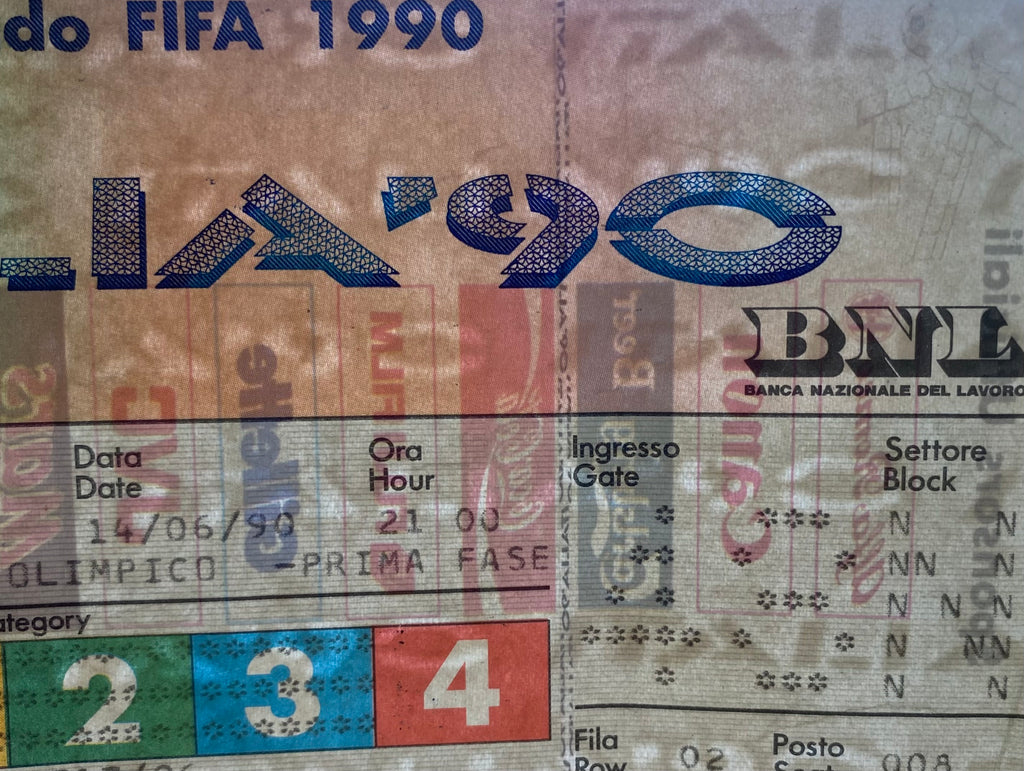 1990 ORIGINAL WORLD CUP 1ST ROUND TICKET ITALY V UNITED STATES @ ROME