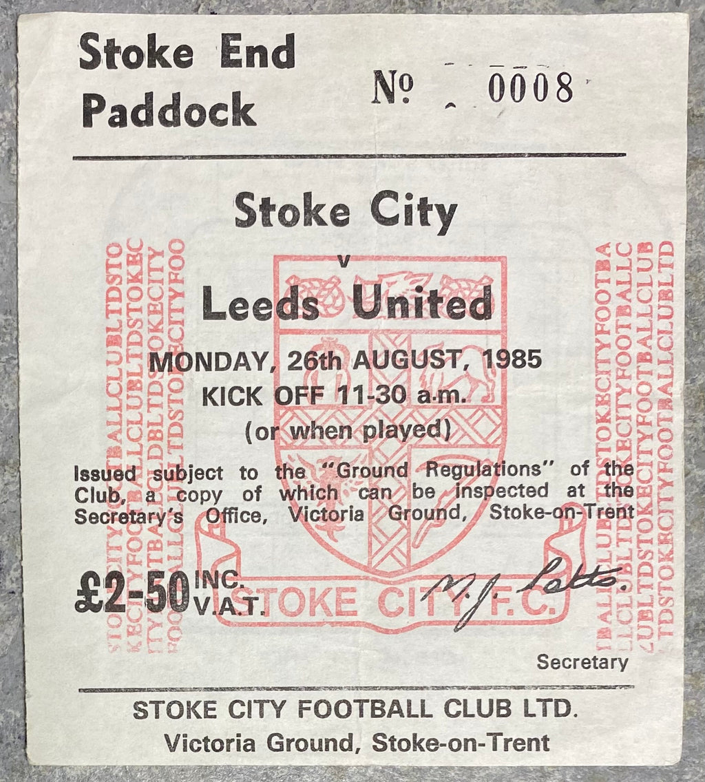 1985/86 ORIGINAL DIVISION TWO TICKET STOKE CITY V LEEDS UNITED