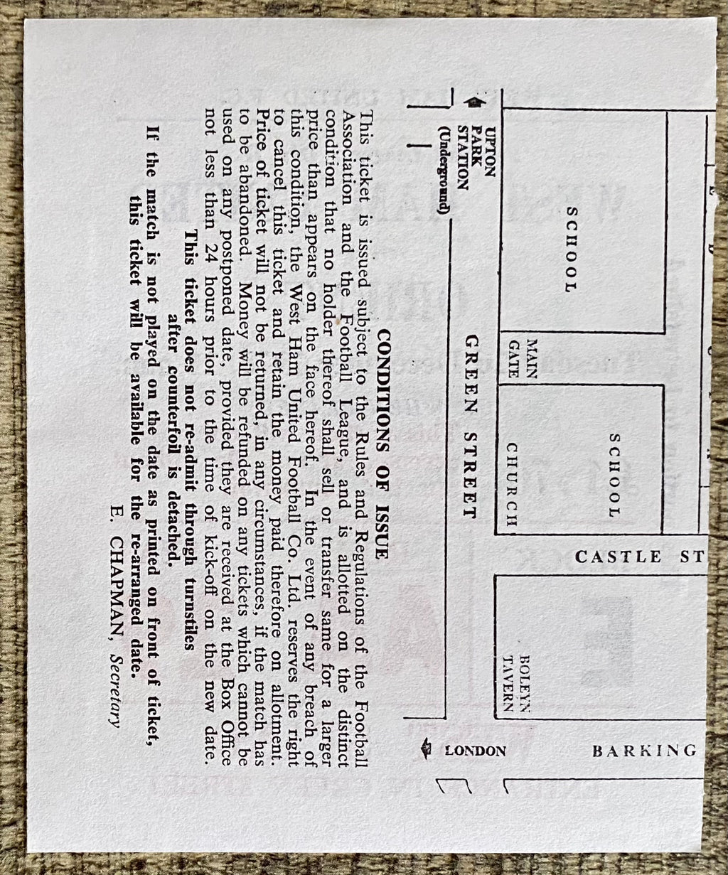 1978/79 ORIGINAL DIVISION 2 TICKET WEST HAM UNITED V ORIENT