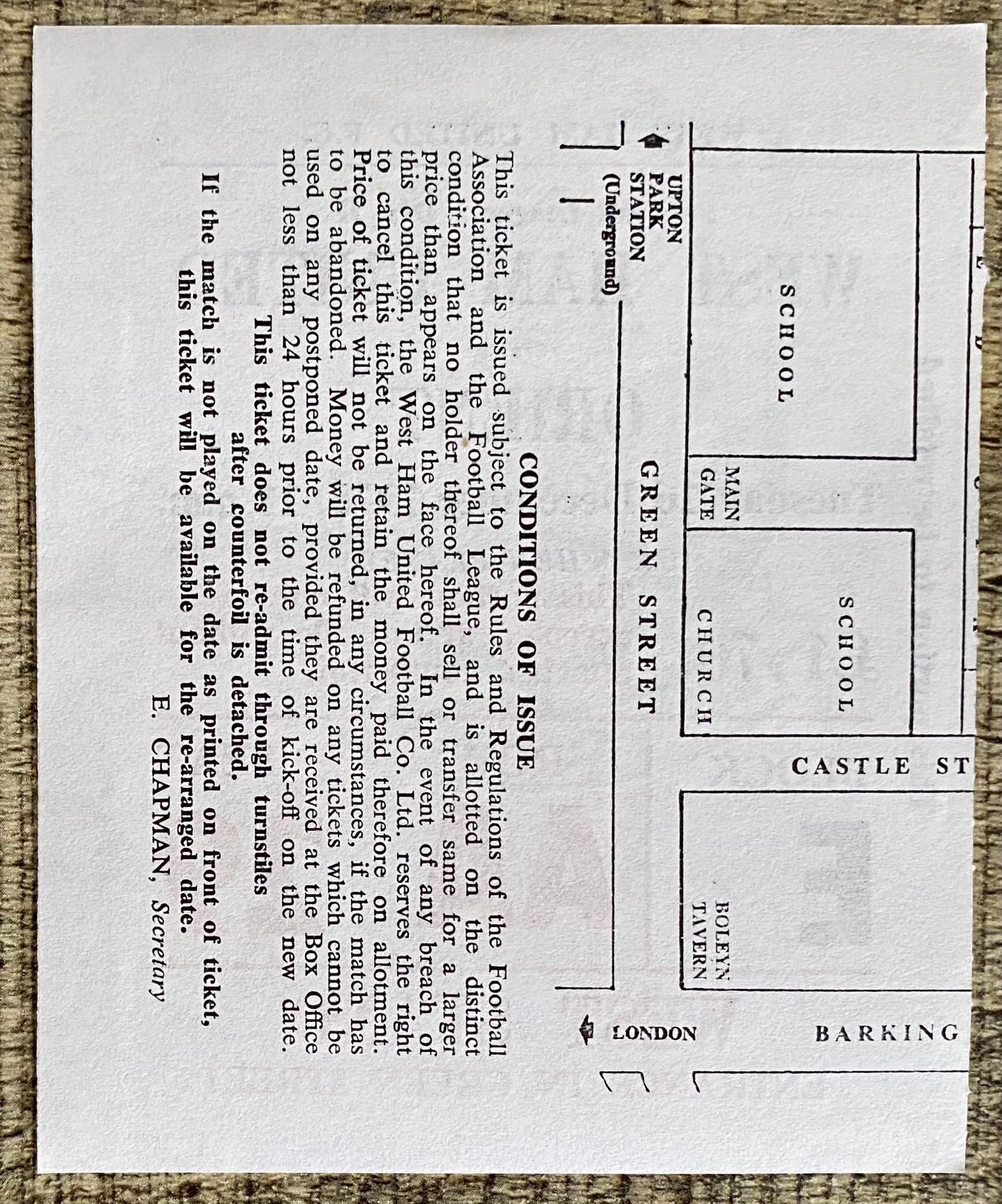 1978/79 ORIGINAL DIVISION 2 TICKET WEST HAM UNITED V ORIENT