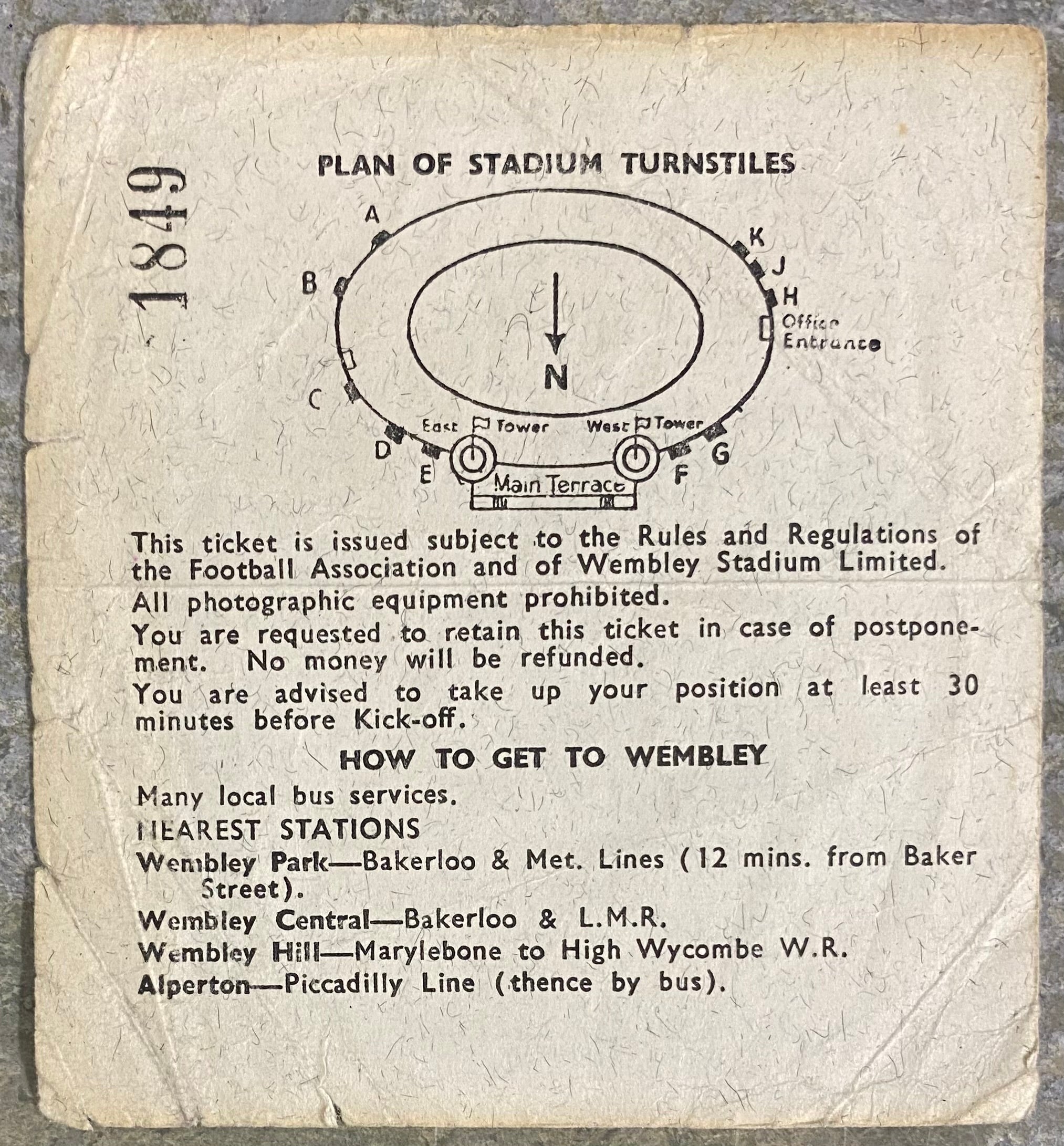 1966 ORIGINAL WORLD CUP SEMI FINAL TICKET ENGLAND V PORTUGAL @ WEMBLEY