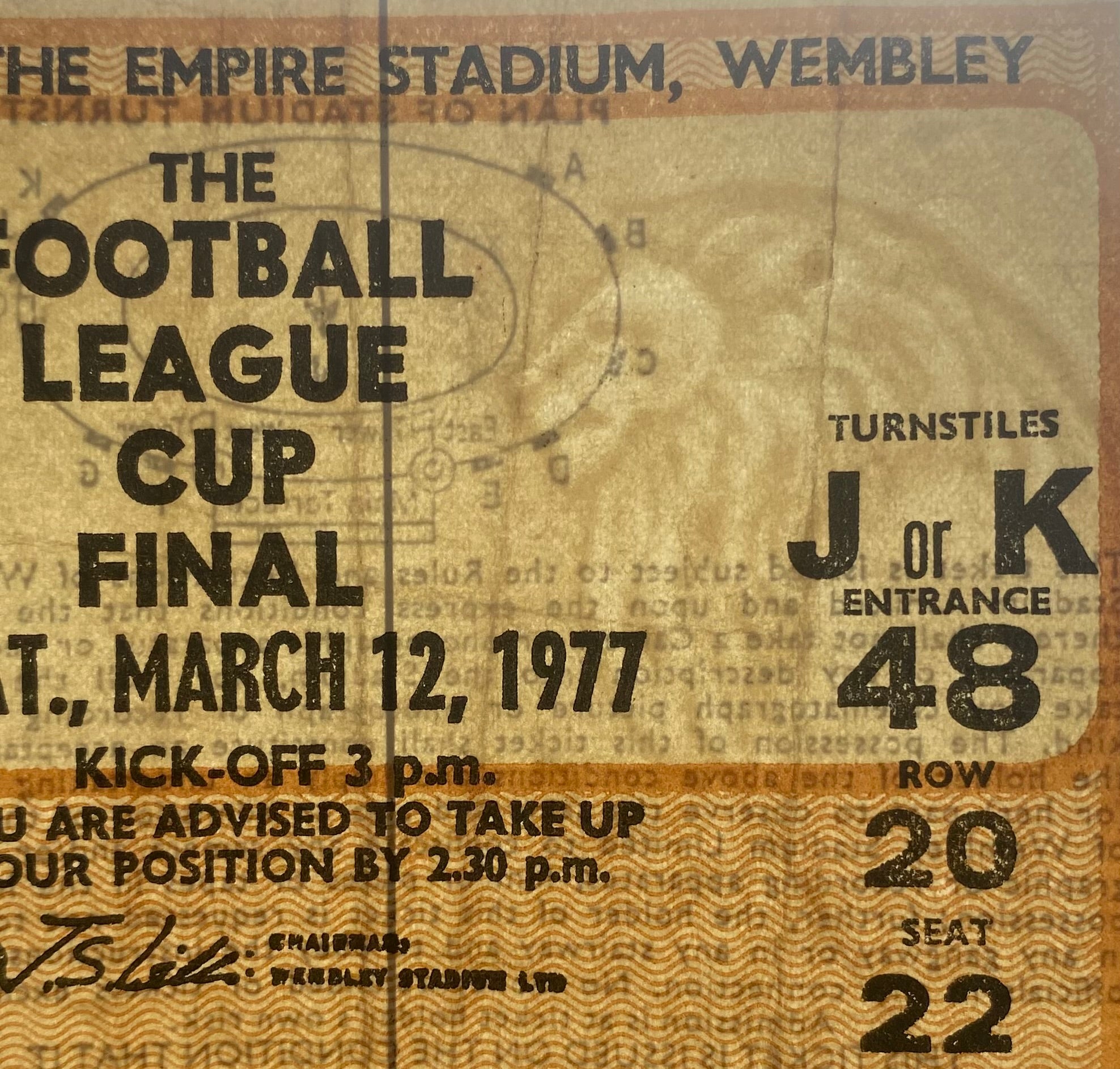 1977 ORIGINAL LEAGUE CUP FINAL TICKET ASTON VILLA V EVERTON