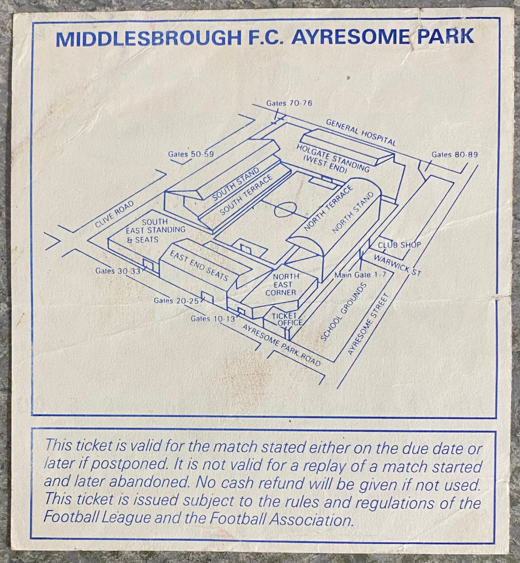 1992/93 ORIGINAL PREMIER LEAGUE TICKET MIDDLESBROUGH V CHELSEA