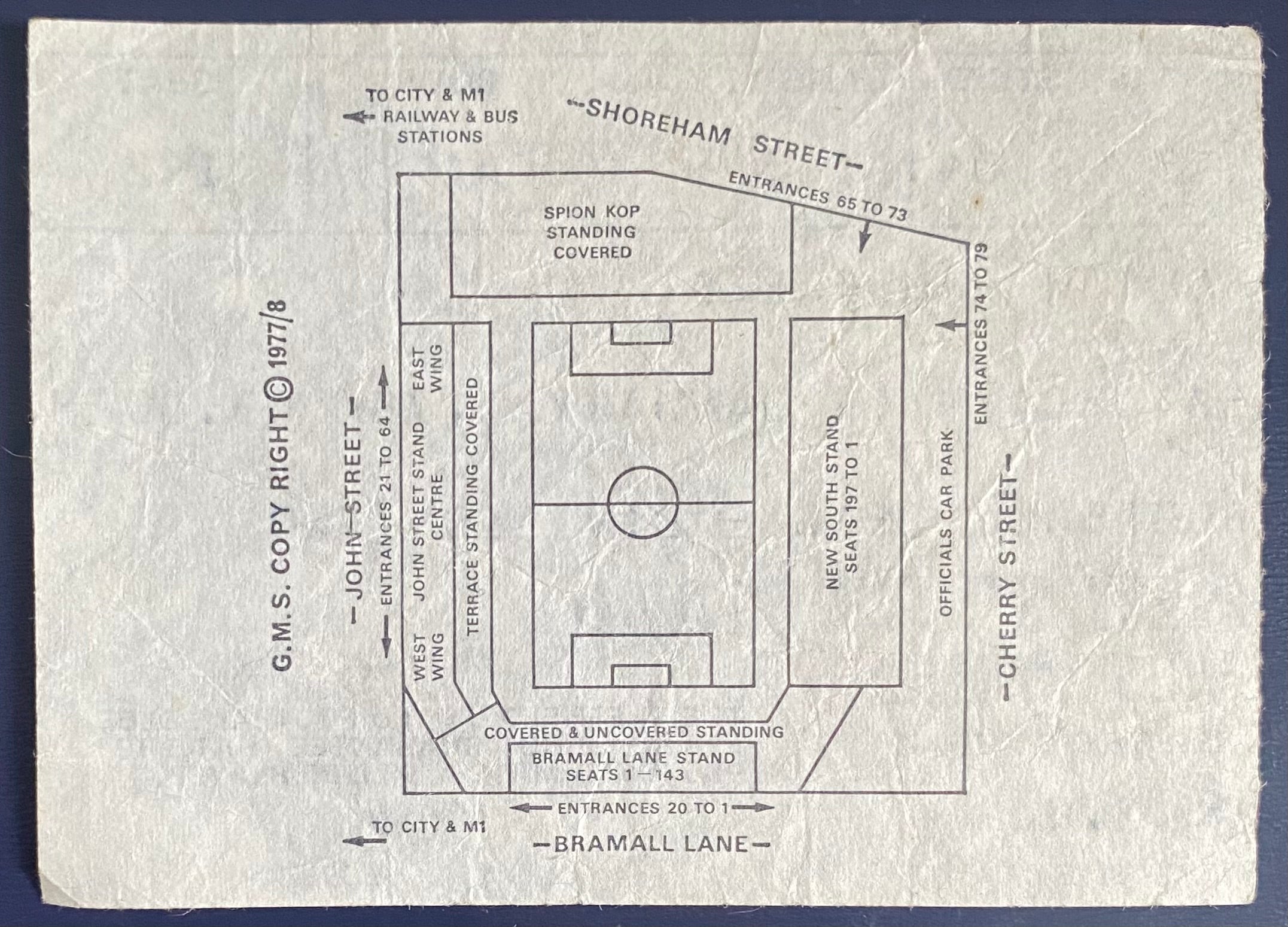 1977/78 ORIGINAL DIVISION 2 TICKET SHEFFIELD UNITED V BOLTON WANDERERS